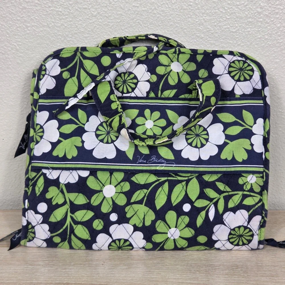 Vera Bradley Lucky You Hanging Travel Organizer Navy Green White Floral Retired